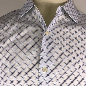 🆕 Banana Republic Fitted Blue Wht Dress Shirt L
